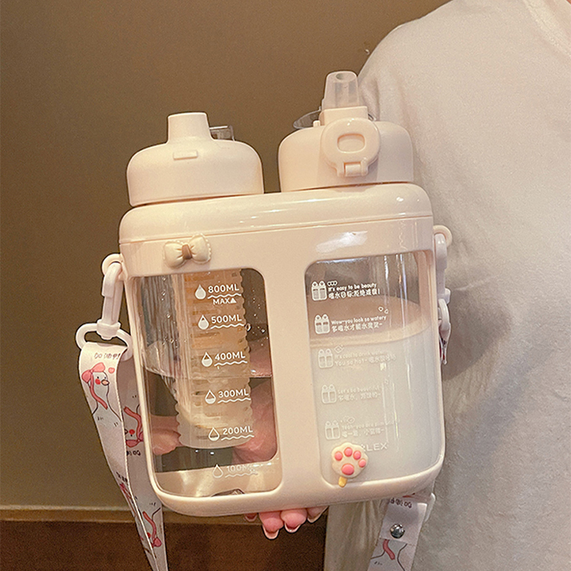 Water Purification Straw - ขวดน้ำพลาสติกพร้อมหลอดกรองชาแบบพกพาความจุขนาดใหญ่ถ้วยน้ำผลไม้ต้านทานความร้อนปราศจากสาร BPA