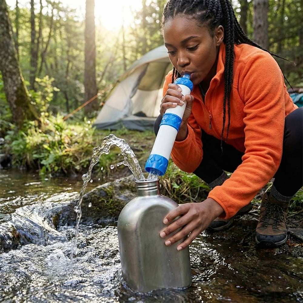 Water Purification Straw - หลอดกรองน้ำขนาดเล็กสำหรับกรองน้ำดื่มโดยตรง หลอดกรองน้ำสำหรับการเอาชีวิตรอด